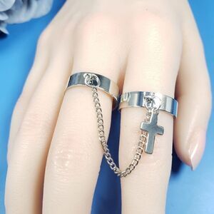 Brand New Top Fashion Silver Chain Rings With Cross